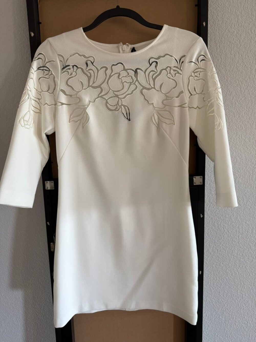 WHBM White Laser-Cut Floral Mini Dress